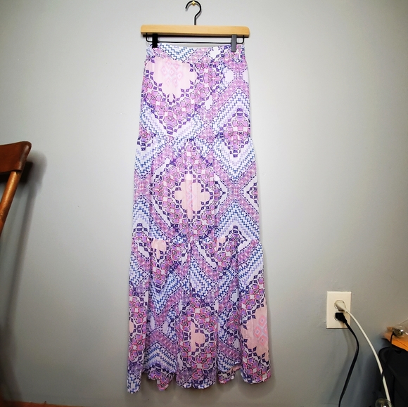 SOLD Express Boho Maxi Skirt Tapestry Print Purple S - Picture 4 of 16